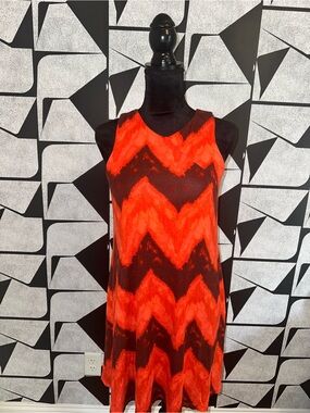 Cato Red and Black Chevron Dress